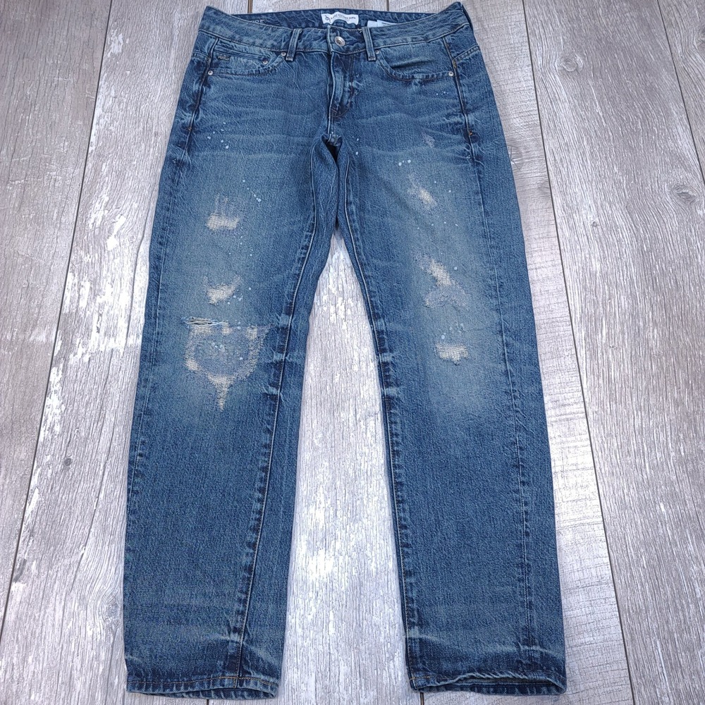 G-Star Raw Midge Low Boyfriend Jeans Women 26x27 Blue Distressed Restored Cinch